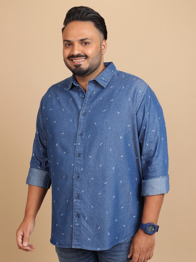 Buy Xtra Ordinary By Highlander Blue Regular Fit Plus Size Shirt for Men  Online at Rs.788 - Ketch