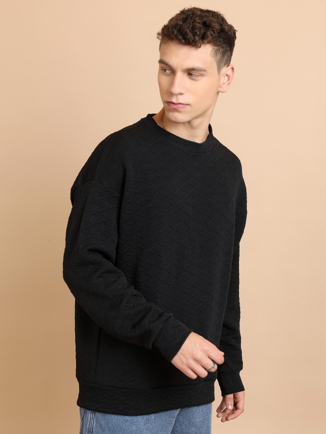 Buy Highlander Black Round Neck Oversized Fit Sweatshirt for Men Online ...