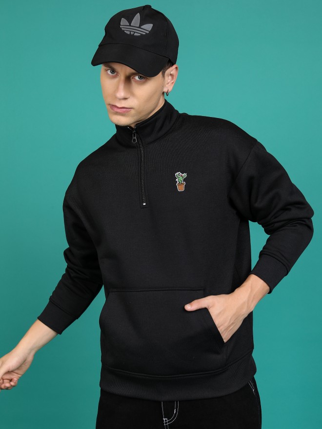 Highlander Men Black High Neck Pullover Sweatshirts 