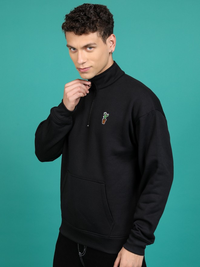 Highlander Men Black High Neck Pullover Sweatshirts 