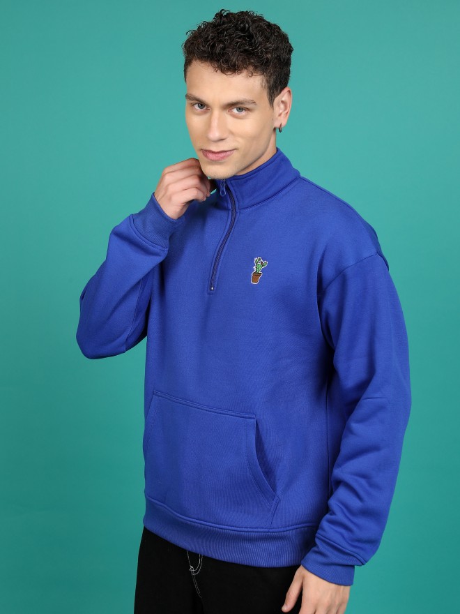 Highlander Men Blue High Neck Pullover Sweatshirts 