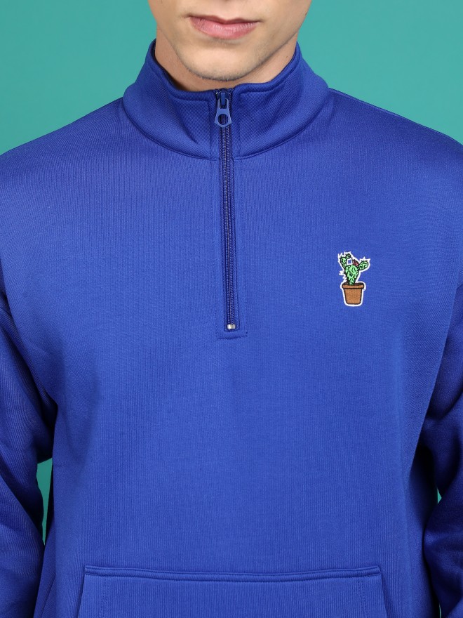 Highlander Men Blue High Neck Pullover Sweatshirts 