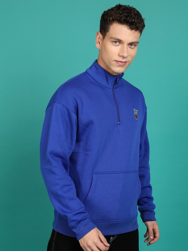 Highlander Men Blue High Neck Pullover Sweatshirts 