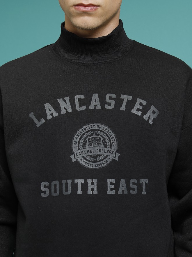 Highlander Men Black High Neck Pullover Sweatshirts 