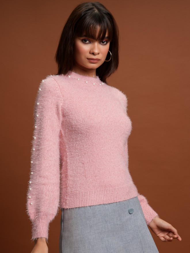 Buy Tokyo Talkies Pink Round Neck Sweater for Women Online at Rs.817 - Ketch