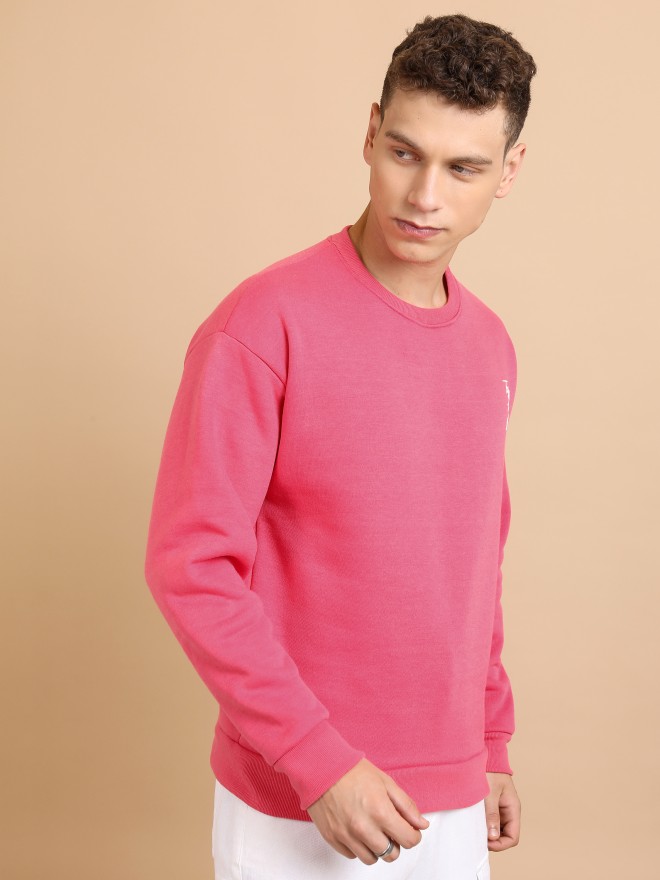 Highlander Men Pink Round Neck Pullover Sweatshirts 