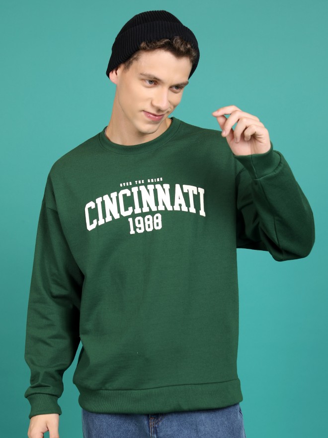 Highlander Men Green Round Neck Pullover Sweatshirts 