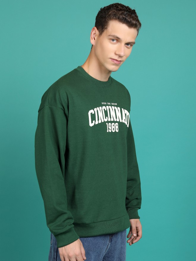 Highlander Men Green Round Neck Pullover Sweatshirts 