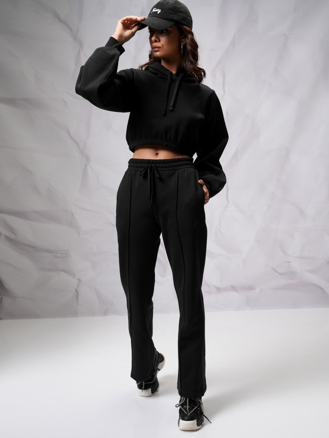 Buy Tokyo Talkies Black Sweatshirt With Trouser Co-Ords for Women ...