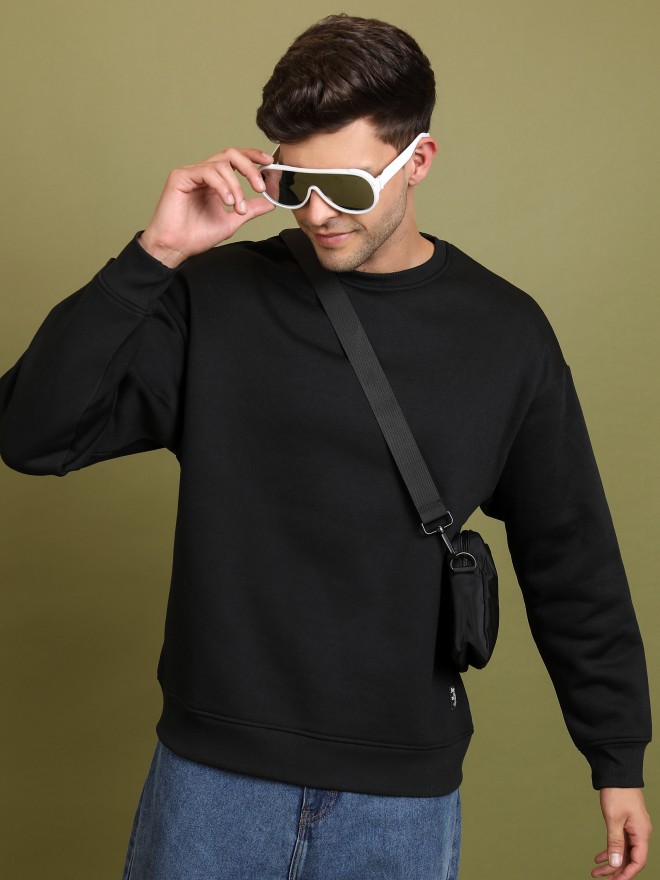 Highlander Men Black Round Neck Pullover Sweatshirts 