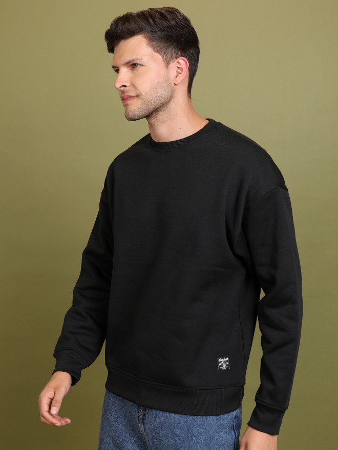 Highlander Men Black Round Neck Pullover Sweatshirts 