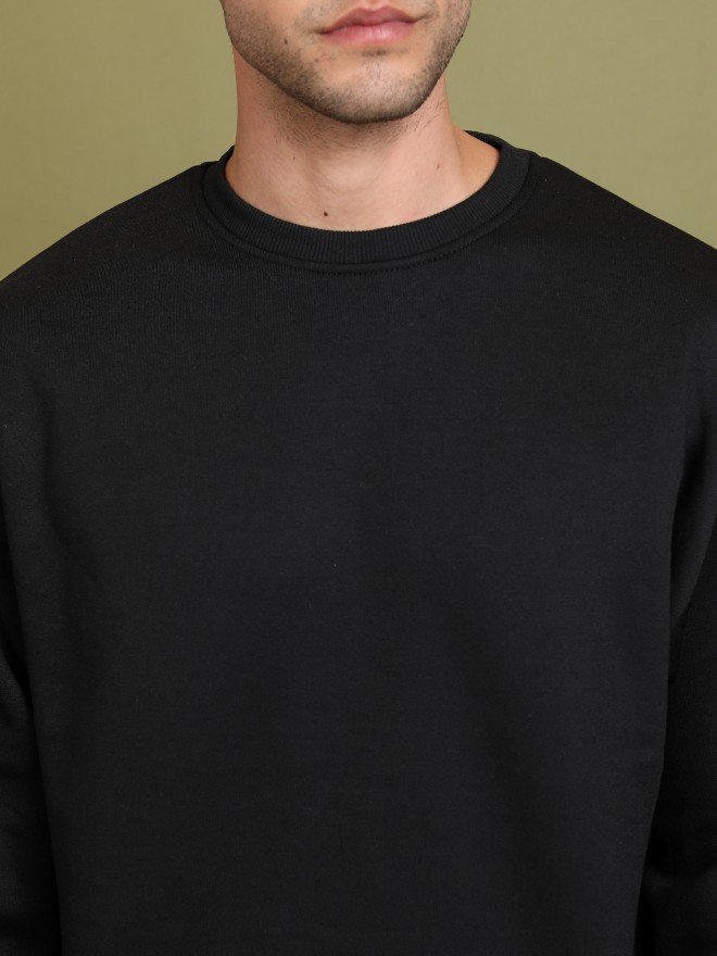 Highlander Men Black Round Neck Pullover Sweatshirts 