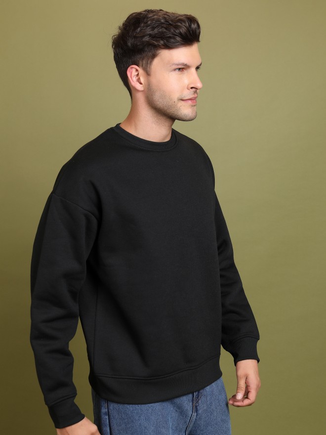 Highlander Men Black Round Neck Pullover Sweatshirts 