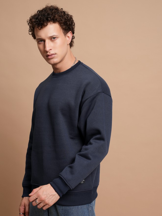 Highlander Men Navy Blue Round Neck Pullover Sweatshirts 