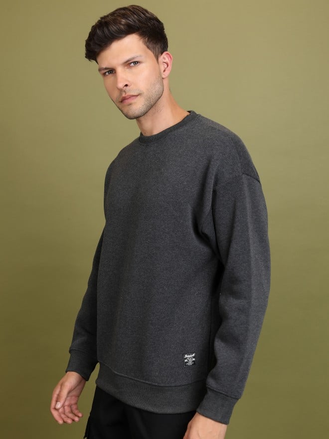 Highlander Men Grey Round Neck Pullover Sweatshirts 