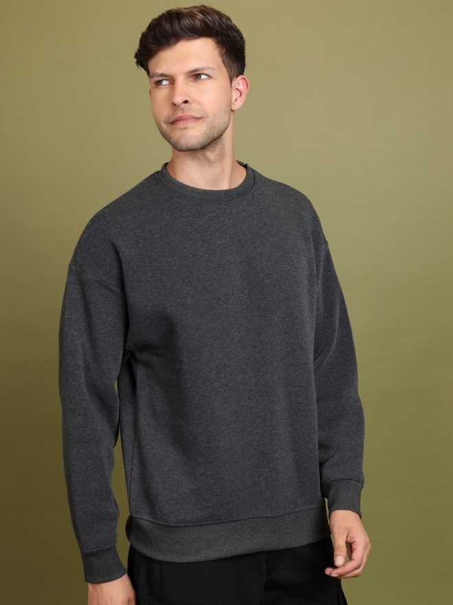 Highlander Men Grey Round Neck Pullover Sweatshirts 