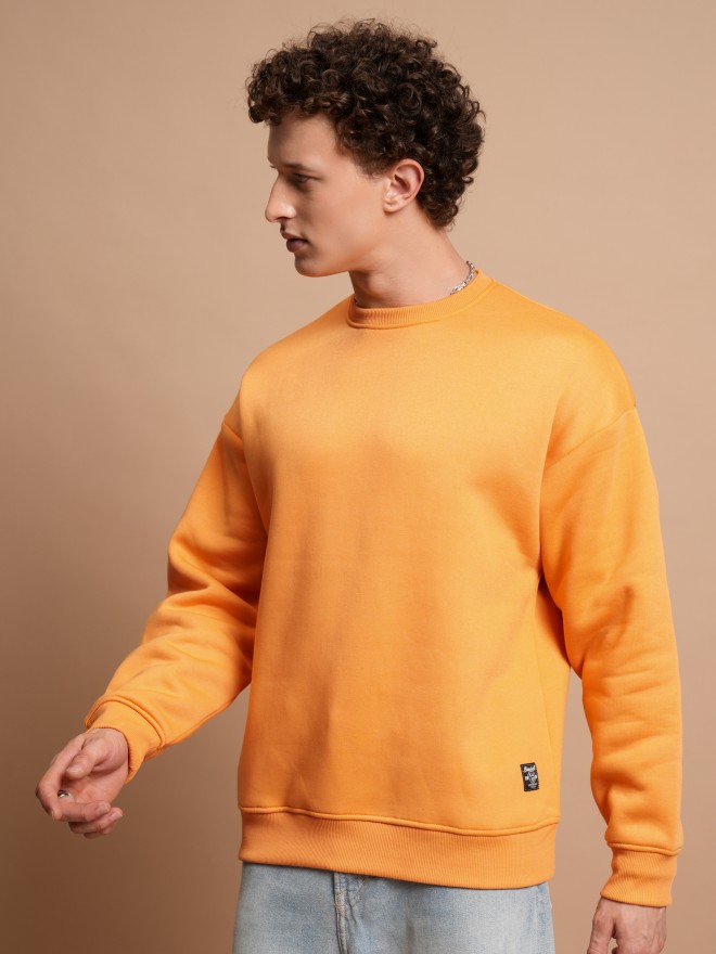 Highlander Men Orange Round Neck Pullover Sweatshirts 