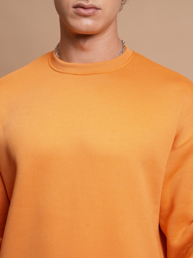 Highlander Men Orange Round Neck Pullover Sweatshirts 