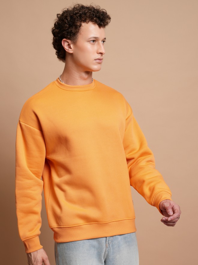 Highlander Men Orange Round Neck Pullover Sweatshirts 