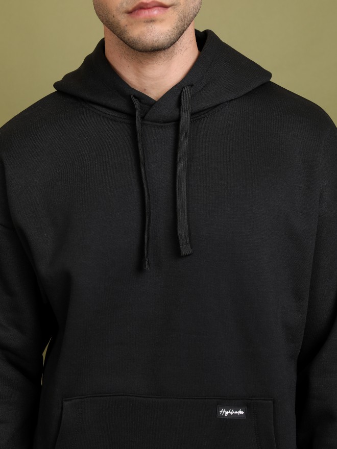 Highlander Men Black Hood Pullover Sweatshirts 