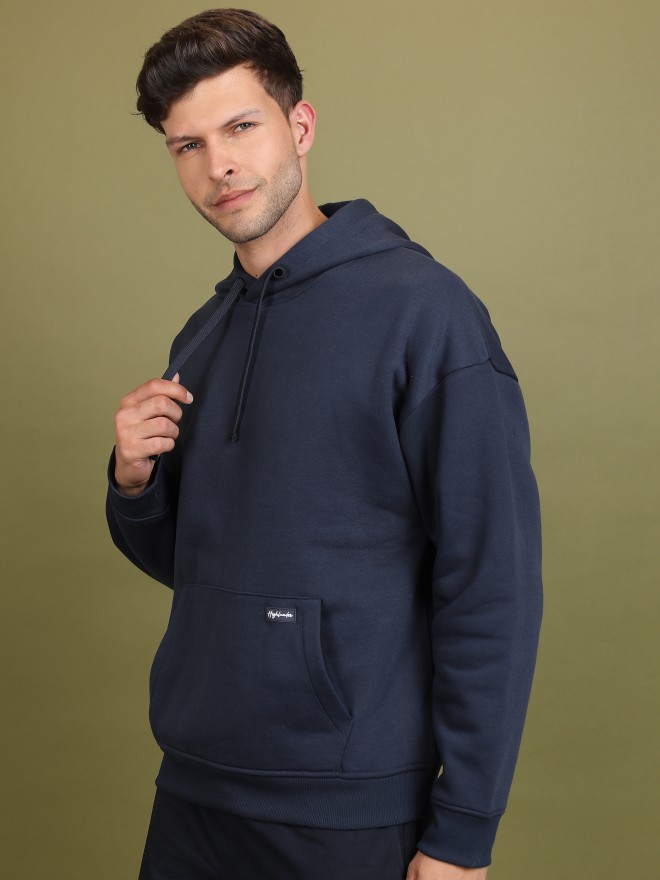 Highlander Men Navy Blue Hood Pullover Sweatshirts 