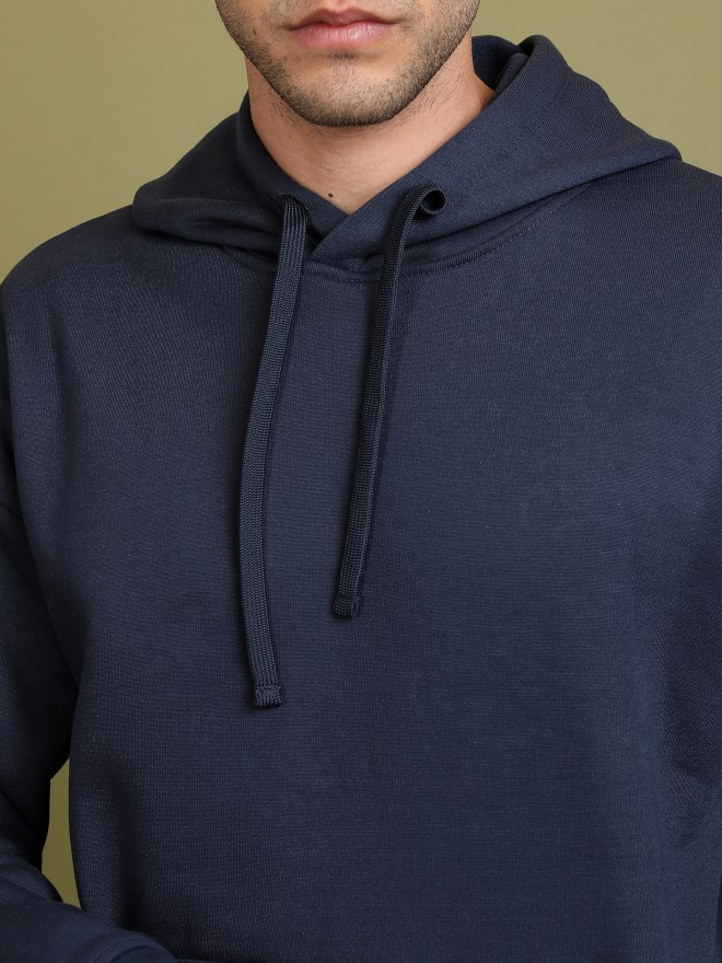 Highlander Men Navy Blue Hood Pullover Sweatshirts 