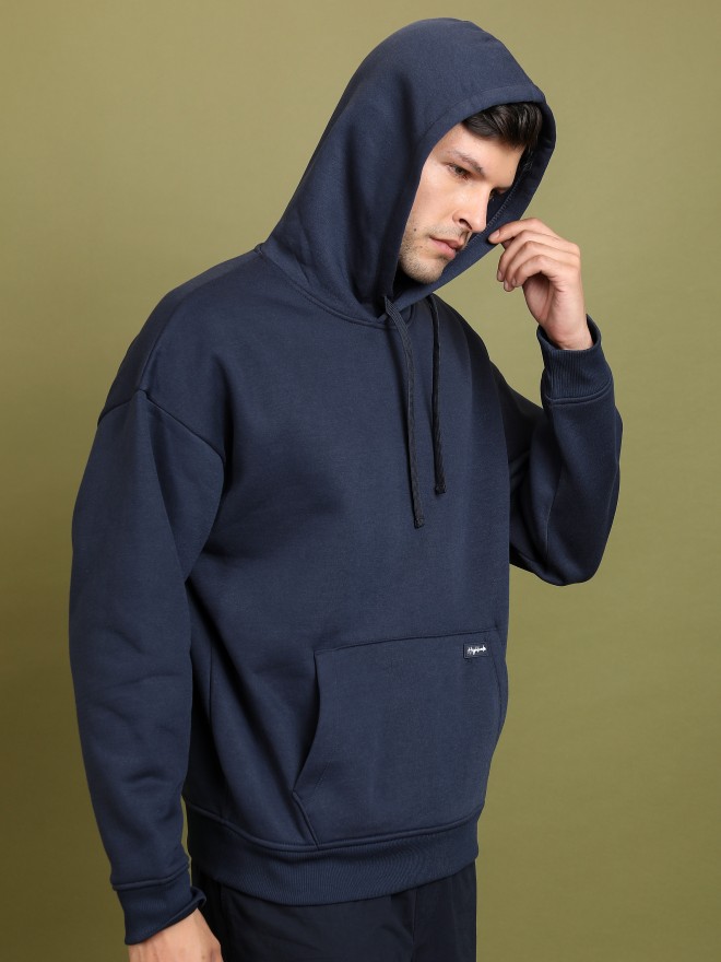 Highlander Men Navy Blue Hood Pullover Sweatshirts 