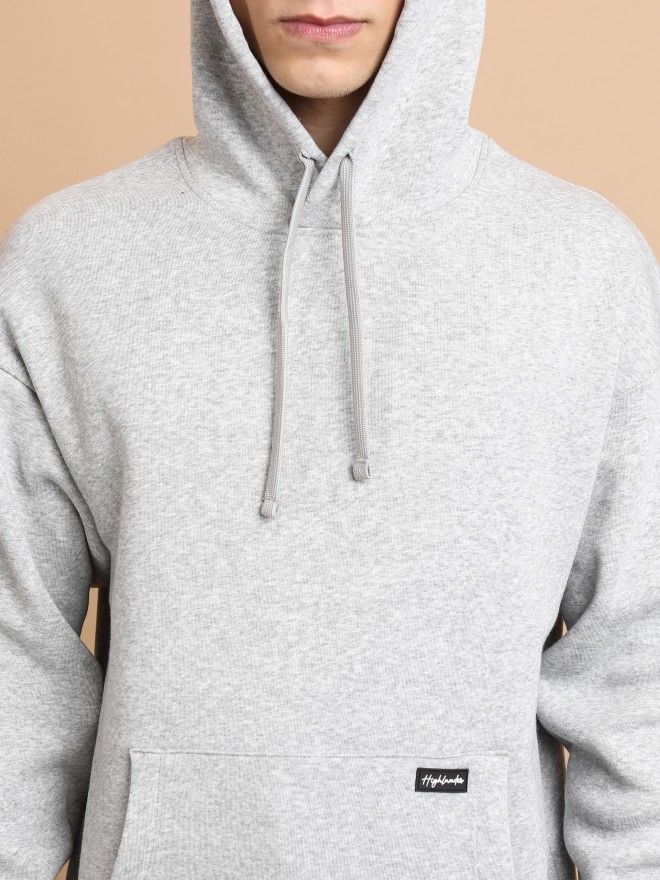 Oversized Fit Cotton Hoodie - Light gray melange - Men