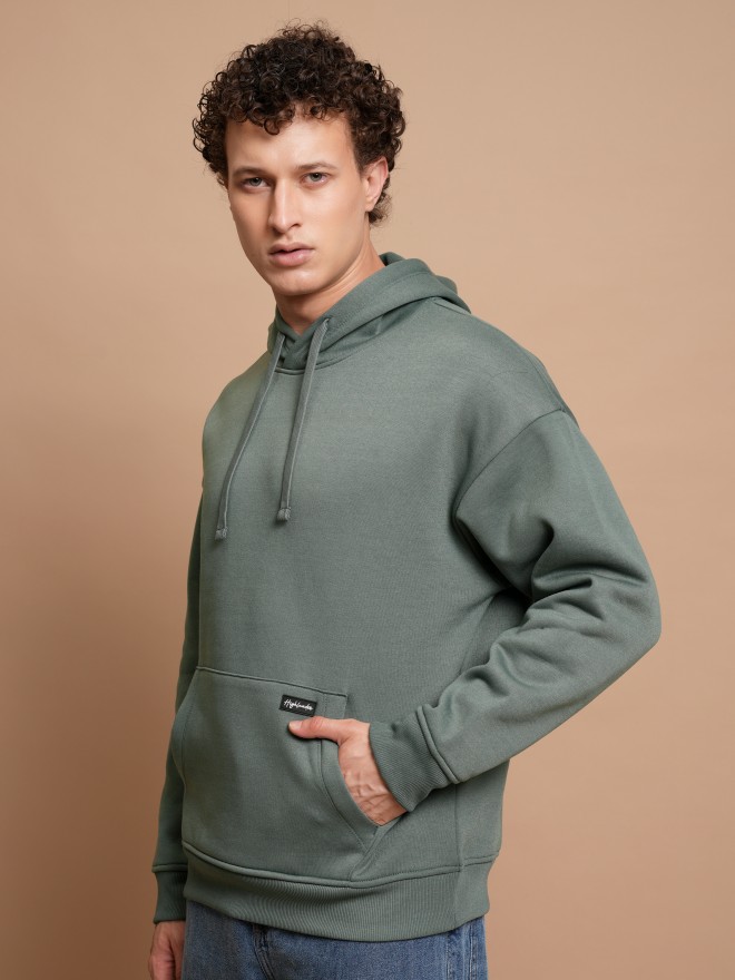 Highlander Men Green Hood Pullover Sweatshirts 