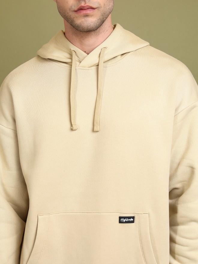 Highlander Men Beige Hood Pullover Sweatshirts 