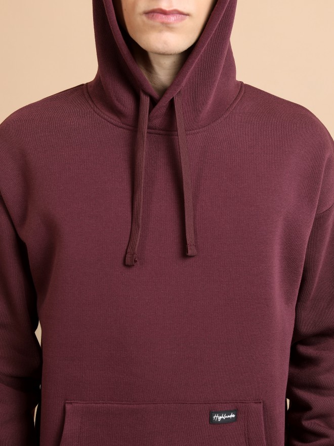 Highlander Men Burgundy Hood Pullover Sweatshirts 