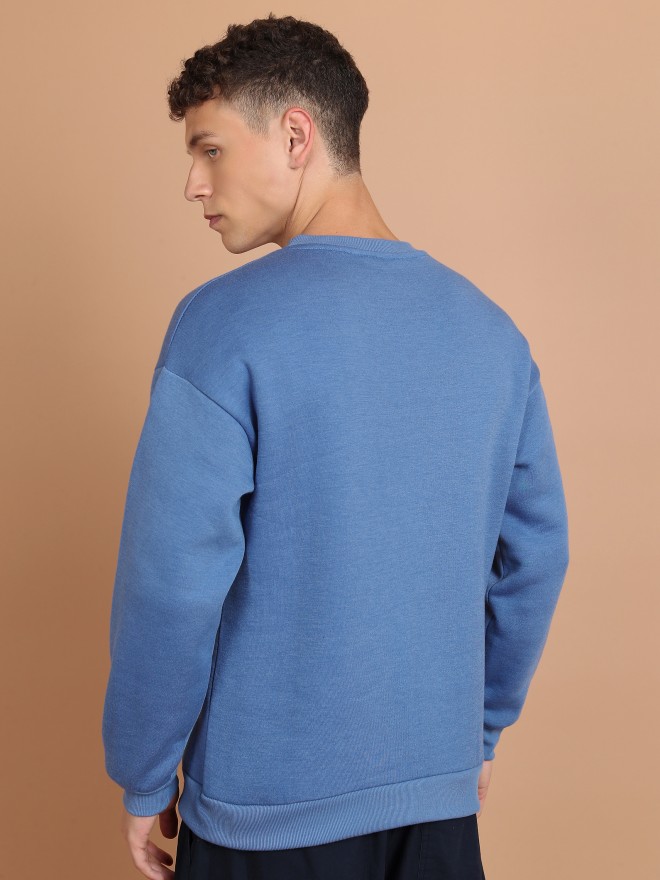 Highlander Men Blue Round Neck Pullover Sweatshirts 