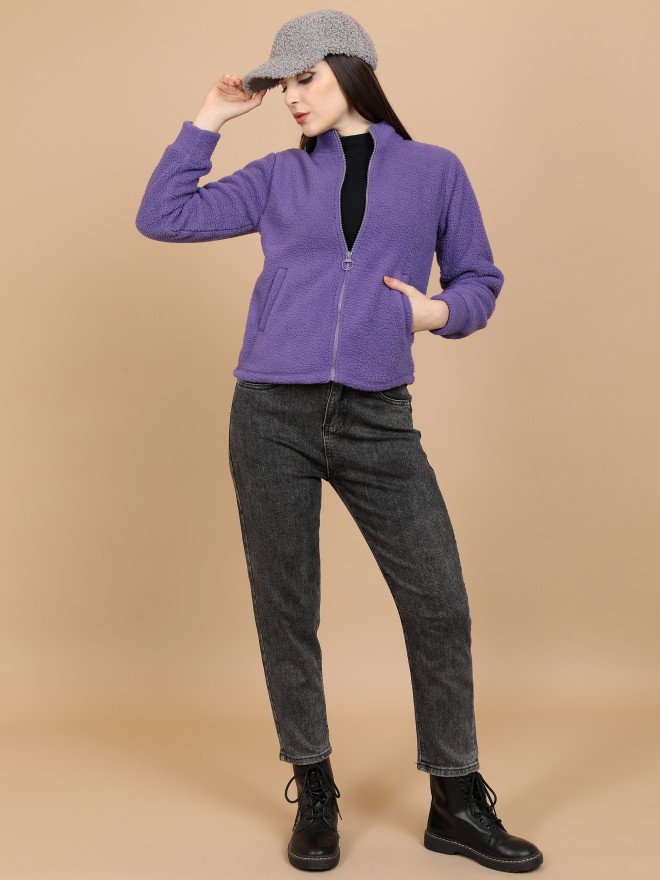 Tokyo Talkies Women Purple Open Front  Jackets 