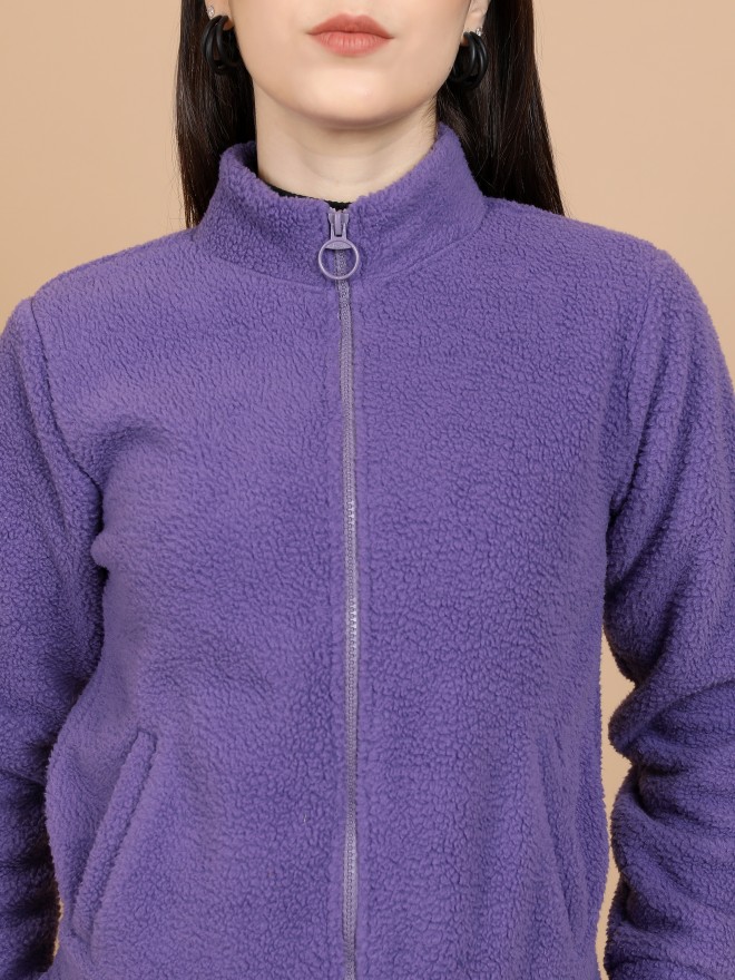 Tokyo Talkies Women Purple Open Front  Jackets 