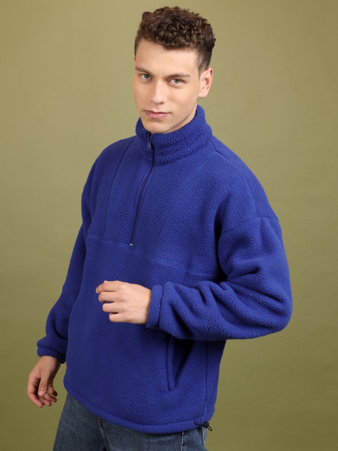 Highlander Men Blue High Neck Pullover Sweatshirts 