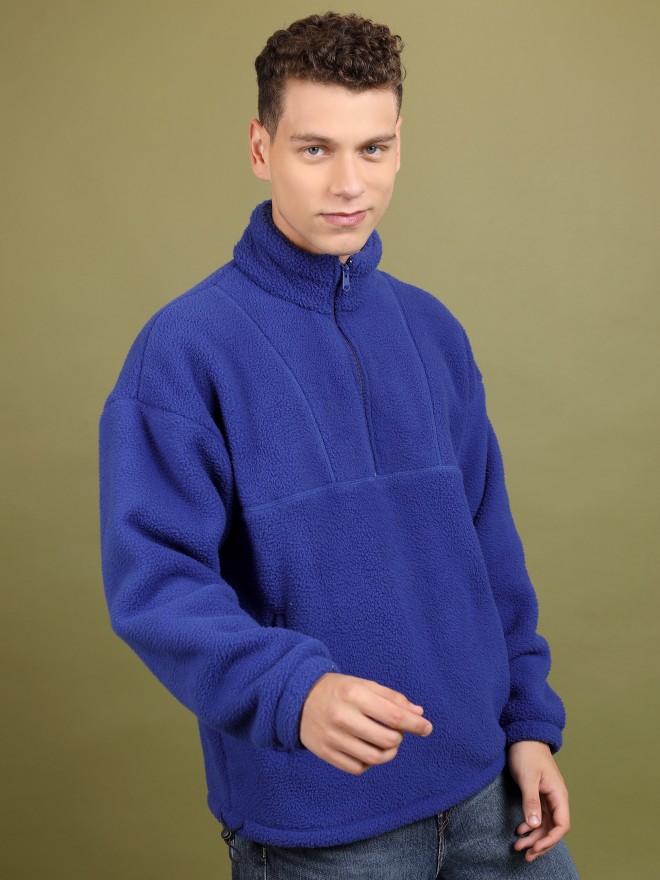 Highlander Men Blue High Neck Pullover Sweatshirts 