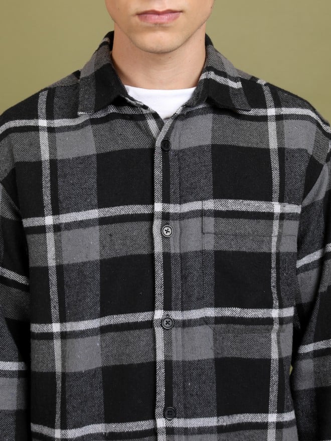 Highlander Men Black Checked Open Front  Jackets 