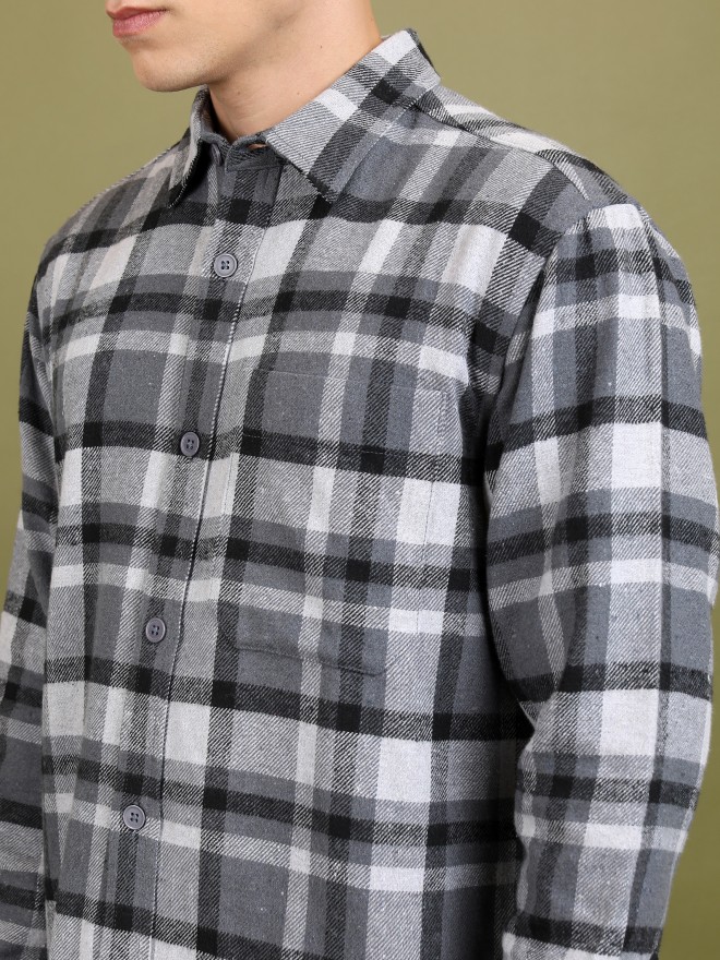 Highlander Men Grey Checked Open Front  Jackets 