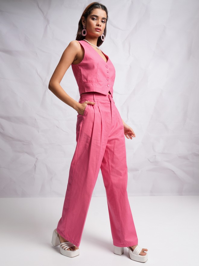 Buy Tokyo Talkies Pink Coat With Trouser Co-Ords for Women Online at Rs ...