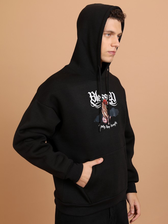 Buy Highlander Black Oversized Fit Hoodie Sweatshirt for Men Online at ...