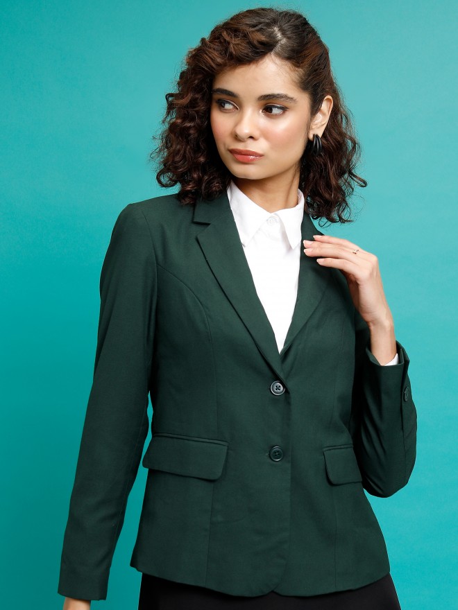 Buy Tokyo Talkies Green Solid Single Breasted Blazer For Women Online At Rs 939 Ketch