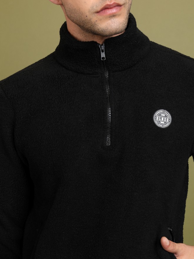 Highlander Men Black High Neck Pullover Sweatshirts 