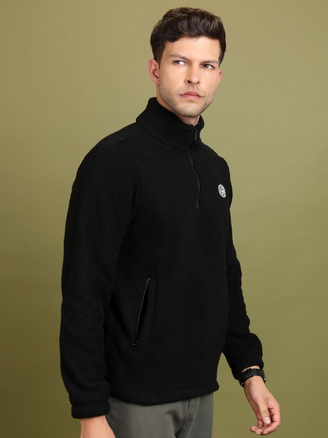 Highlander Men Black High Neck Pullover Sweatshirts 