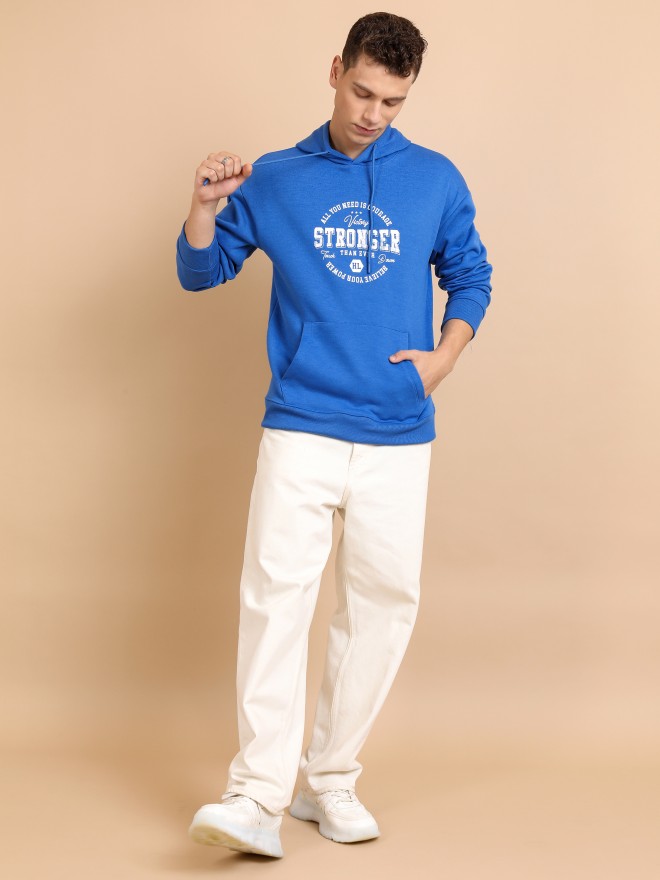 Highlander Men Blue Hood Pullover Sweatshirts 