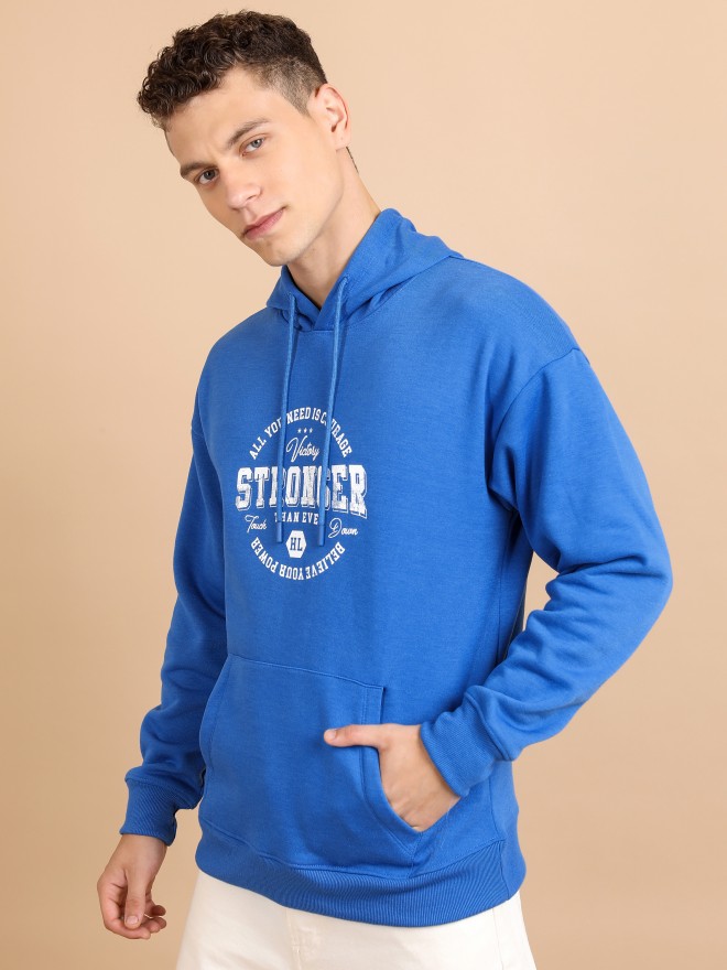 Highlander Men Blue Hood Pullover Sweatshirts 