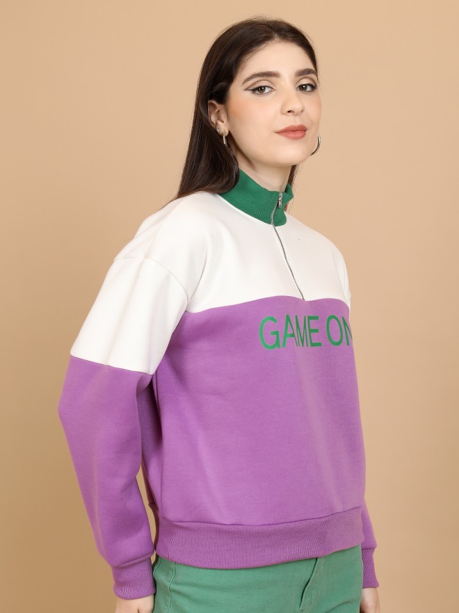 Buy Tokyo Talkies Purple High Neck Sweatshirt for Women Online at