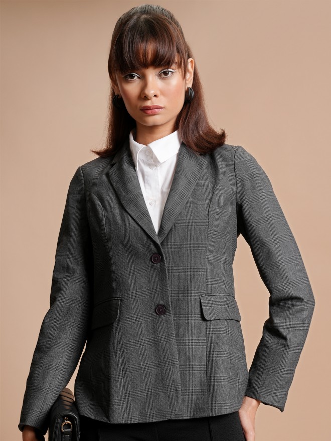 Buy Tokyo Talkies Grey Checked Double Breasted Blazer For Women Online At Rs1279 Ketch 8269