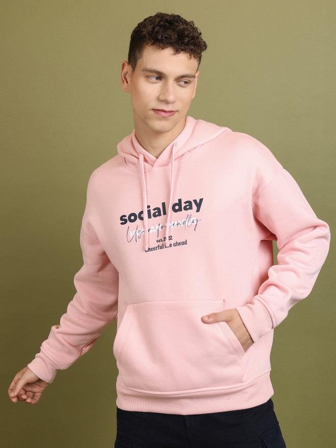 Pink hooded hotsell sweatshirt mens