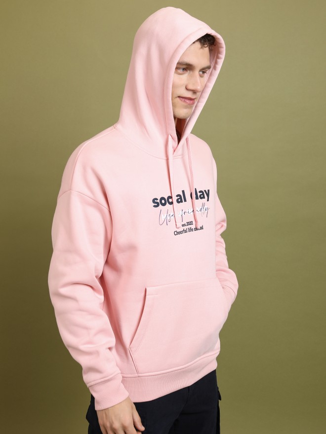 Highlander Men Pink Hood Pullover Sweatshirts 