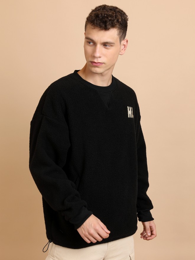 Highlander Men Black Round Neck Pullover Sweatshirts 